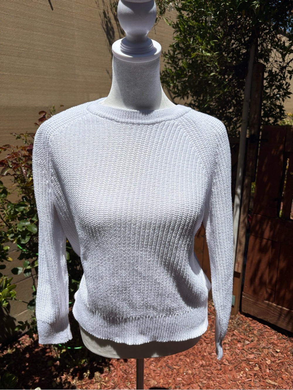 J.Crew White 100% Cotton Textured Knit Sweater Small